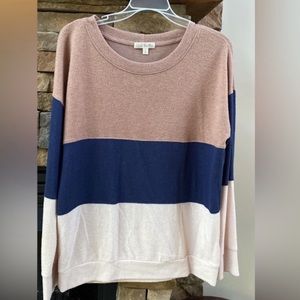 Nine Britton Colorblock Sweater in Blush, Navy, and Ivory